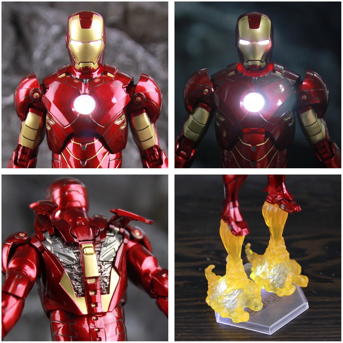 Figura LED Avengers Iron Man Mark IV – Efeito de chamas de propulsão
