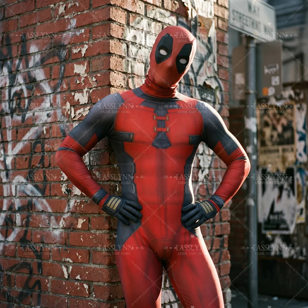 Fato completo de cosplay do Deadpool - Katanas, máscara e cinto para adulto
