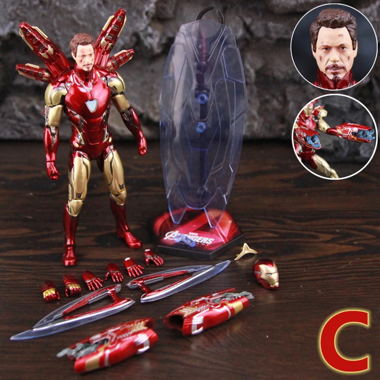 Figurka ZD Toys Iron Man MK85 2.0 LED – tvář Tonyho Starka, varianta C