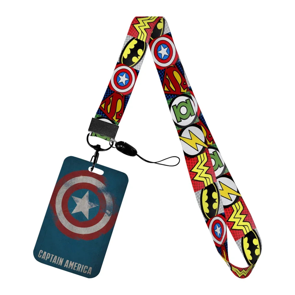 Captain America Badge Holder - Multicolor Comic Logos