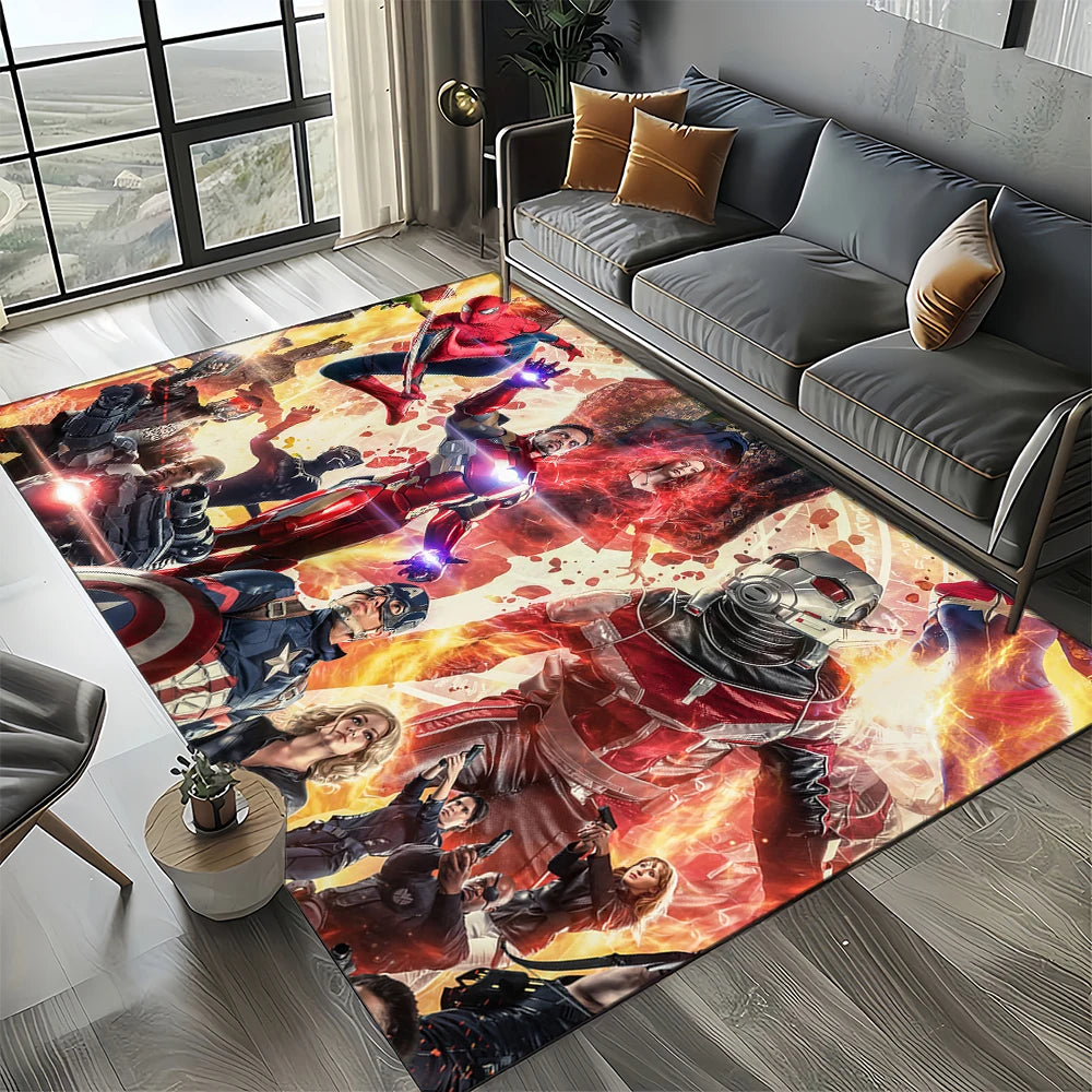 Avengers 3D-szőnyeg – sokszínű hőskollázs-dizájn