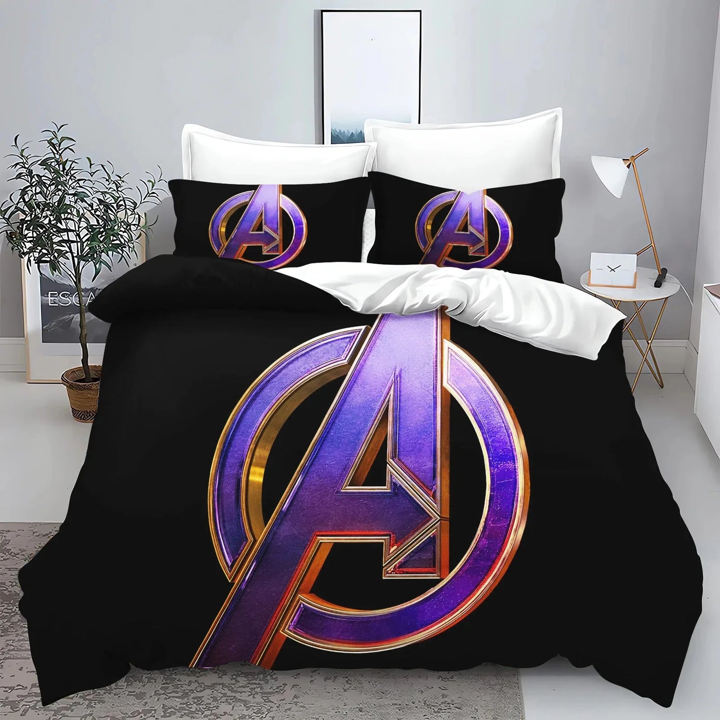 Povlečení Avengers – zlaté logo na černém pozadí
