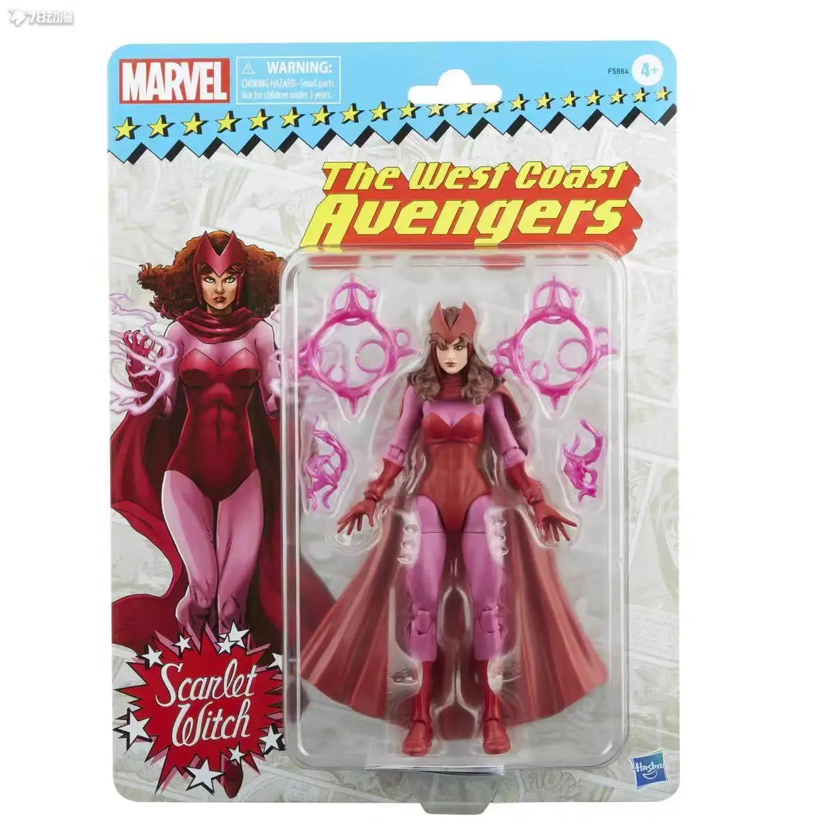 Hasbro-figur af Scarlet Witch – West Coast Avengers Vintage med magiskeffekter