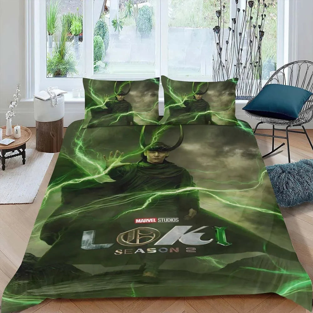 Avengers Loki Duvet Cover - Season 2 Green Lightning