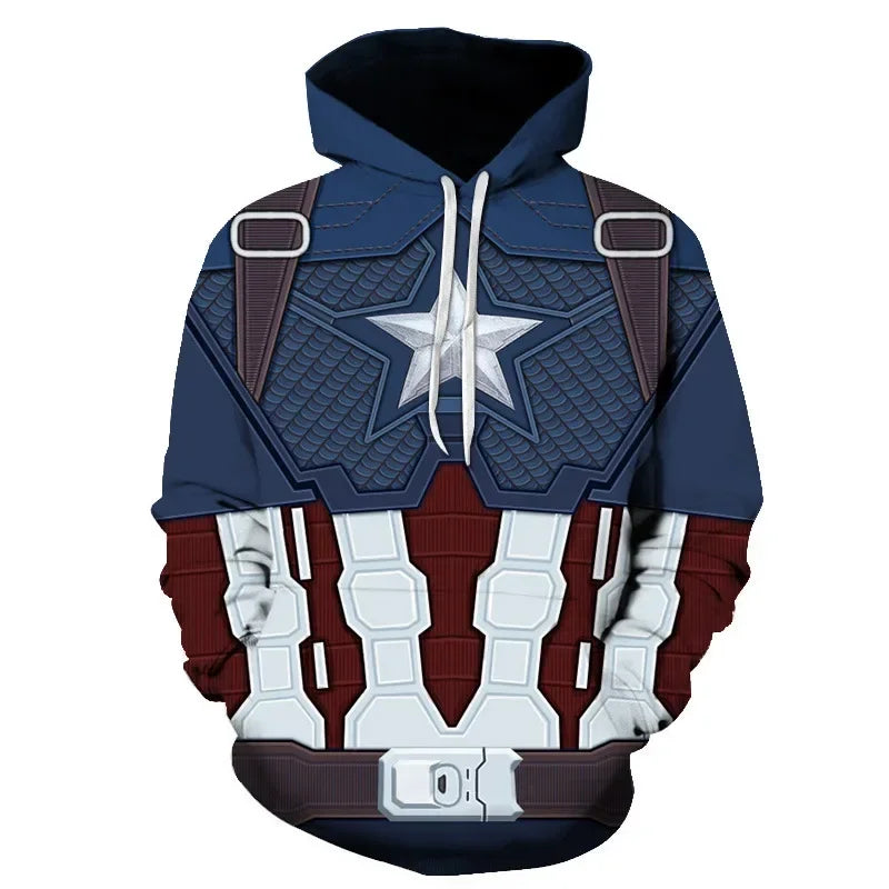 Sweatshirt com capuz Avengers Captain America - Hoodie de cosplay 3D