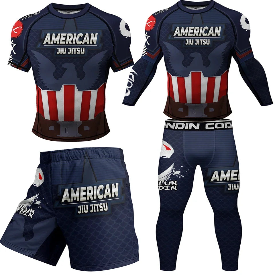 Set de jiu-jitsu Captain America - scut și vultur albastru marin