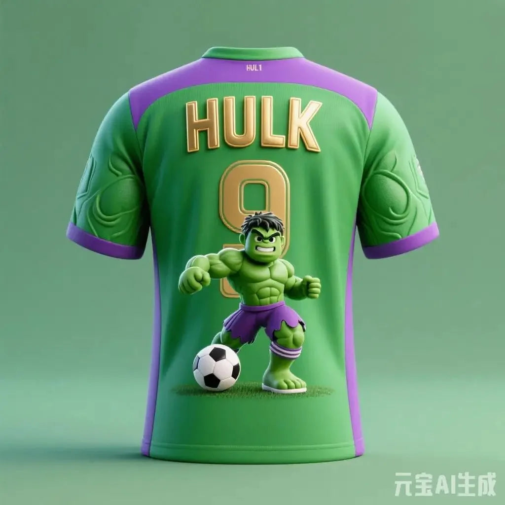Camisola de futebol Avengers Hulk - Verde-clara com faixa lateral #9