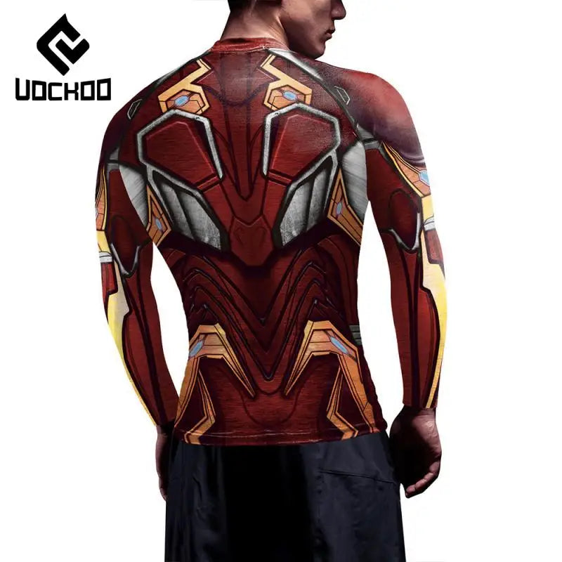 T-shirt de compressão Iron Man - Mangas curtas, armadura vermelha