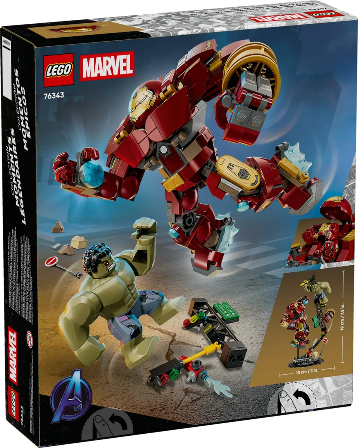 LEGO Marvel 76343 - Batalha épica entre Hulkbuster e Hulk, 413 peças