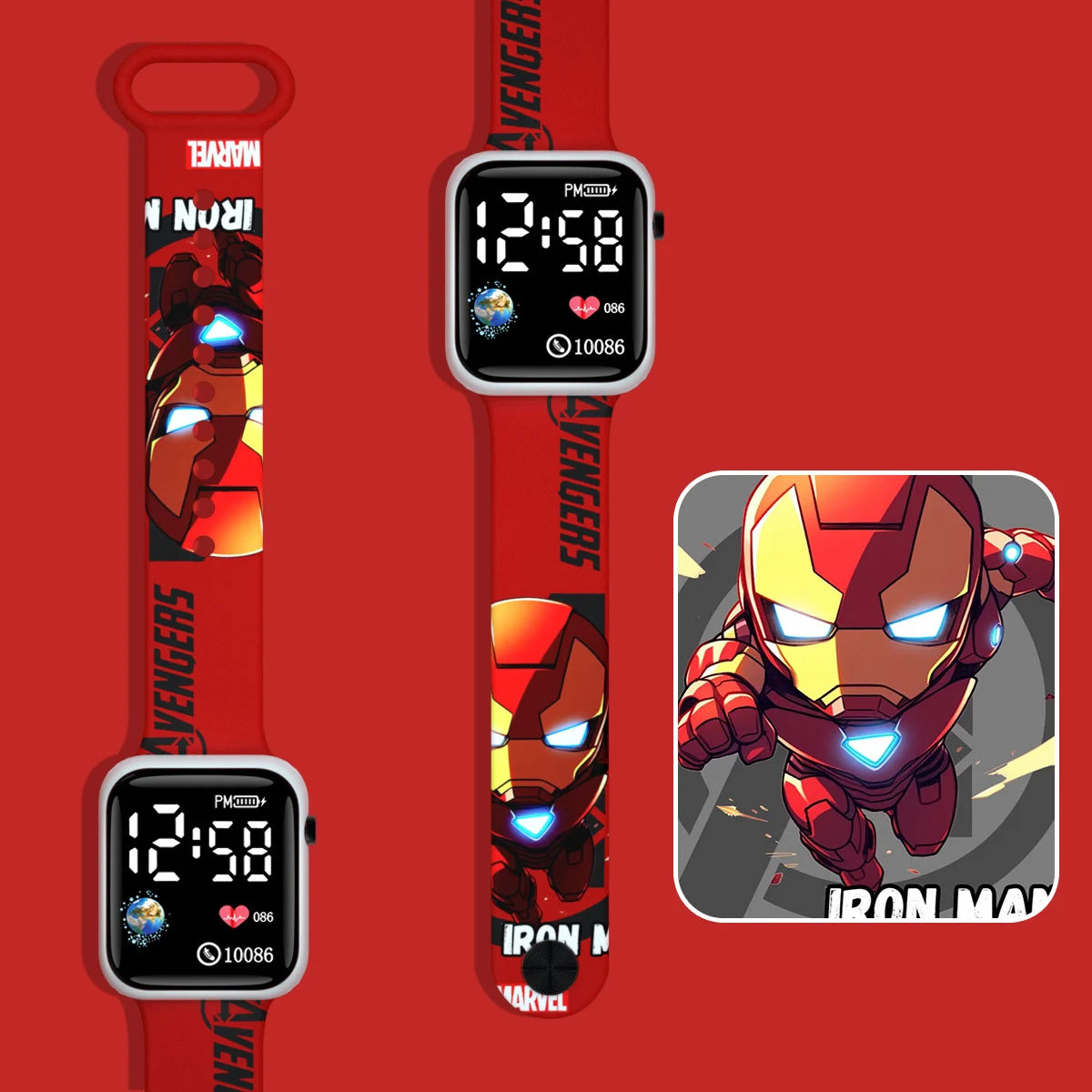 Kids' Iron Man LED Watch - Red Chibi