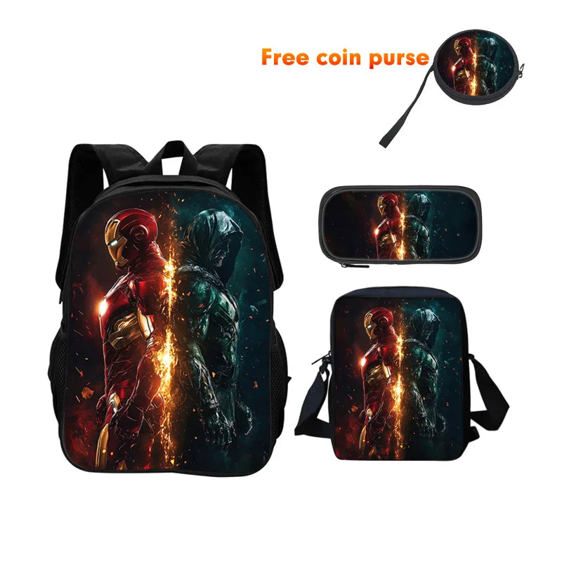 Avengers Iron Man 3-Piece School Bag Set - Dark Silhouette Face-Off