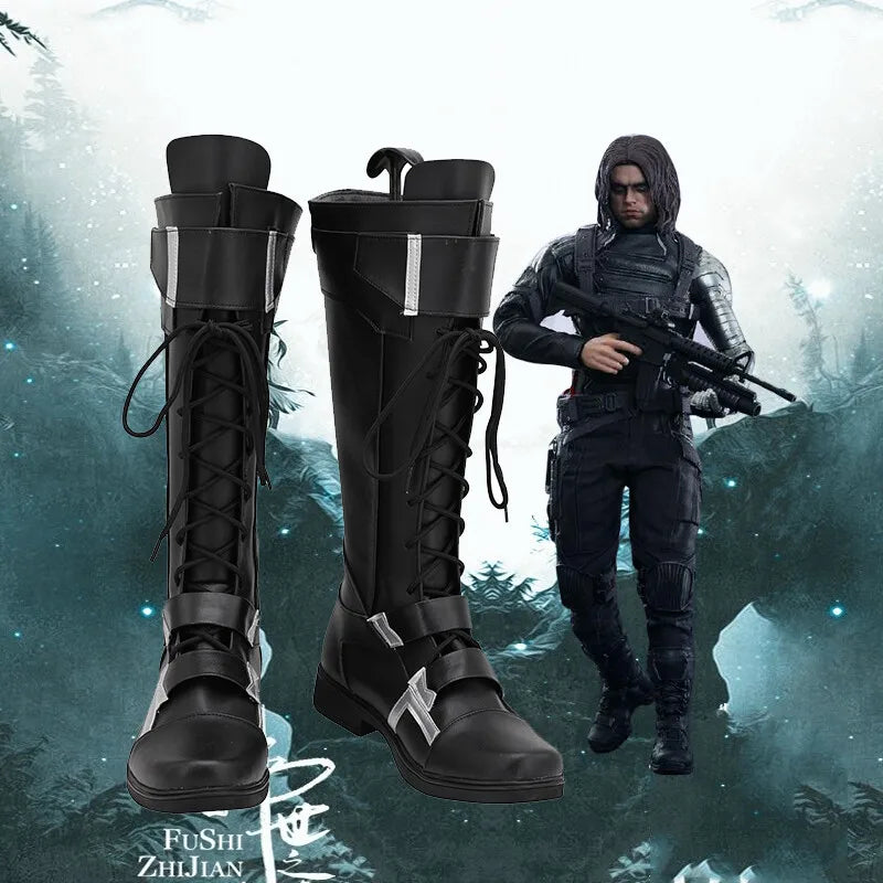 Winter Soldier Boots - Black and Silver Leather (Women's)