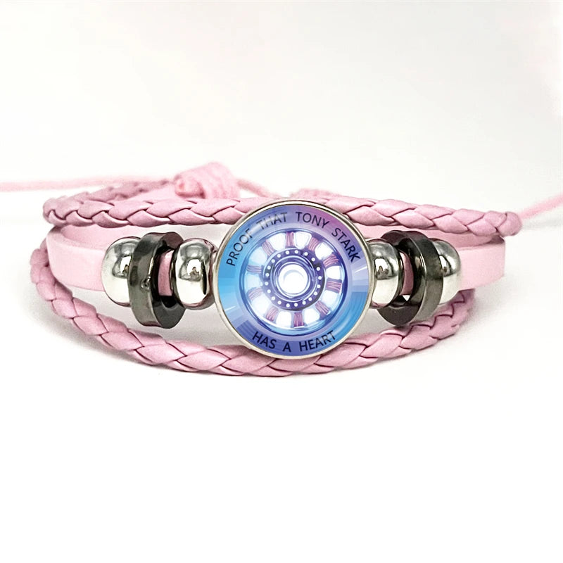Pulseira de couro Reator Arc de Tony Stark - Rosa luminosa azul e roxo