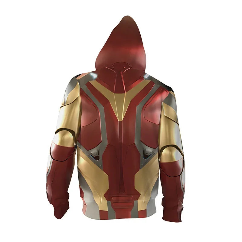 Mikina s kapucí Iron Man – 3D potisk červeno-zlatého brnění