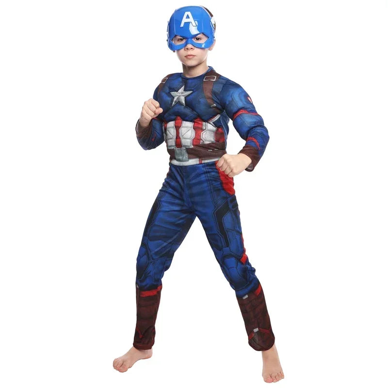 Costum pentru copii Captain America – combinezon musculos cu scut