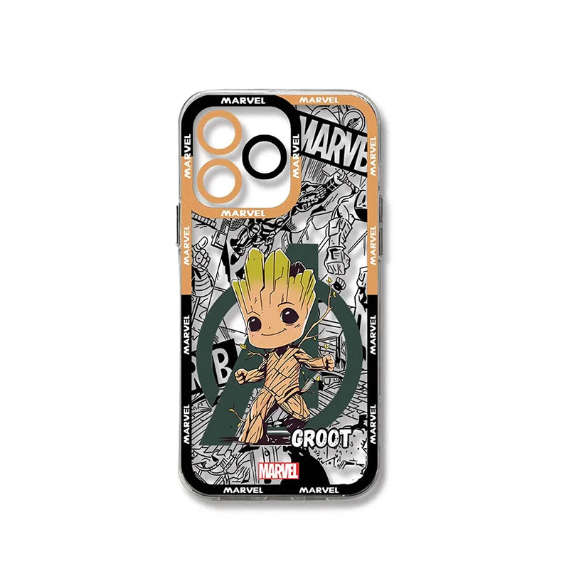Oppo tok Baby Groottal – Marvel chibi, zöld képregényes háttér