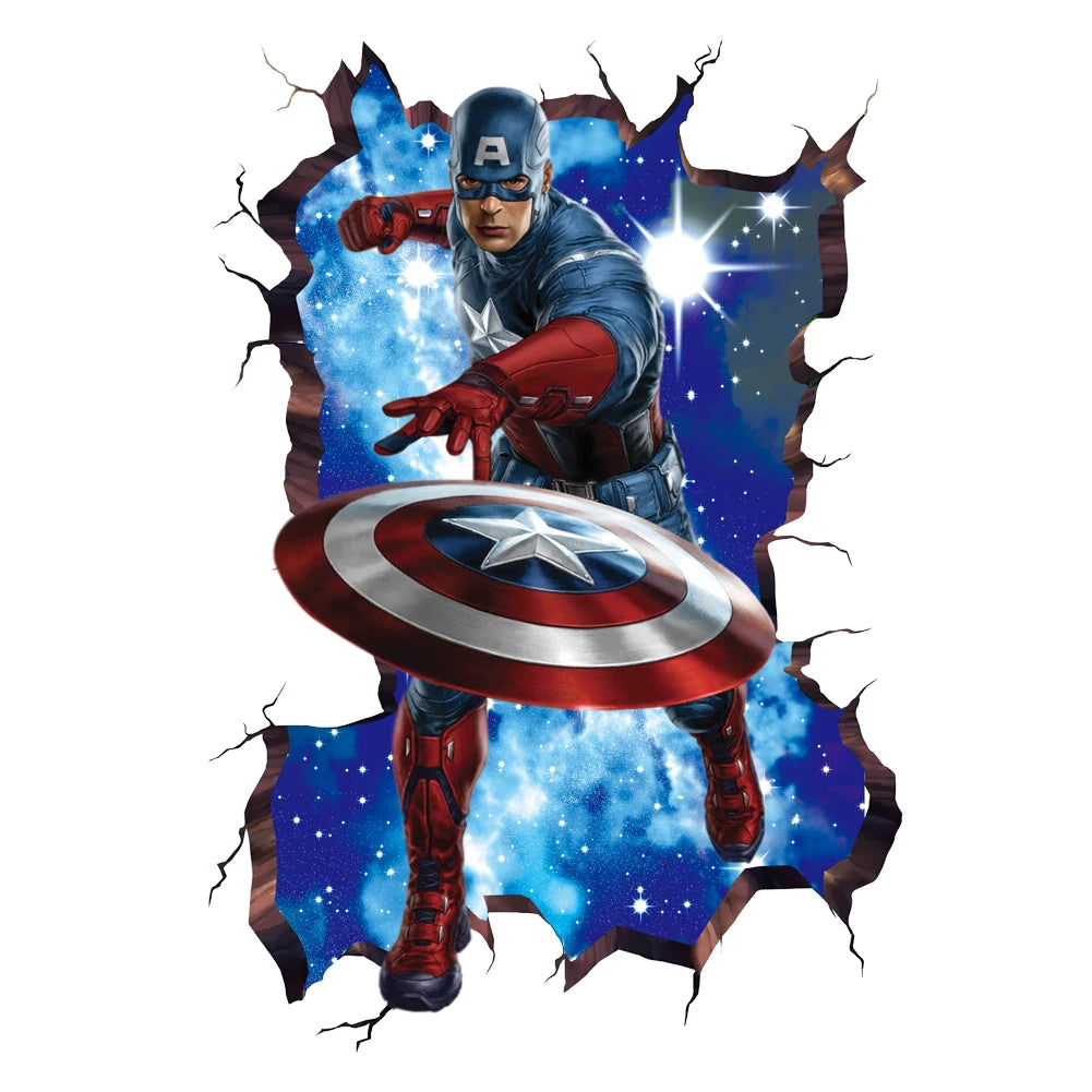 Avengers Captain America-vægklistermærke - 3D-dekoration til børneværelset
