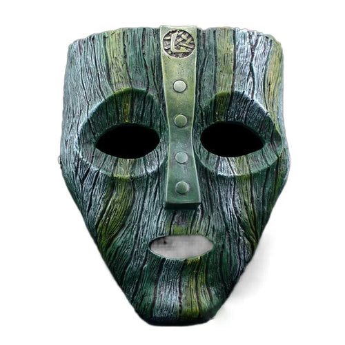 Grøn Loke-maske i træ – replika fra filmen The Mask, cosplay i resin