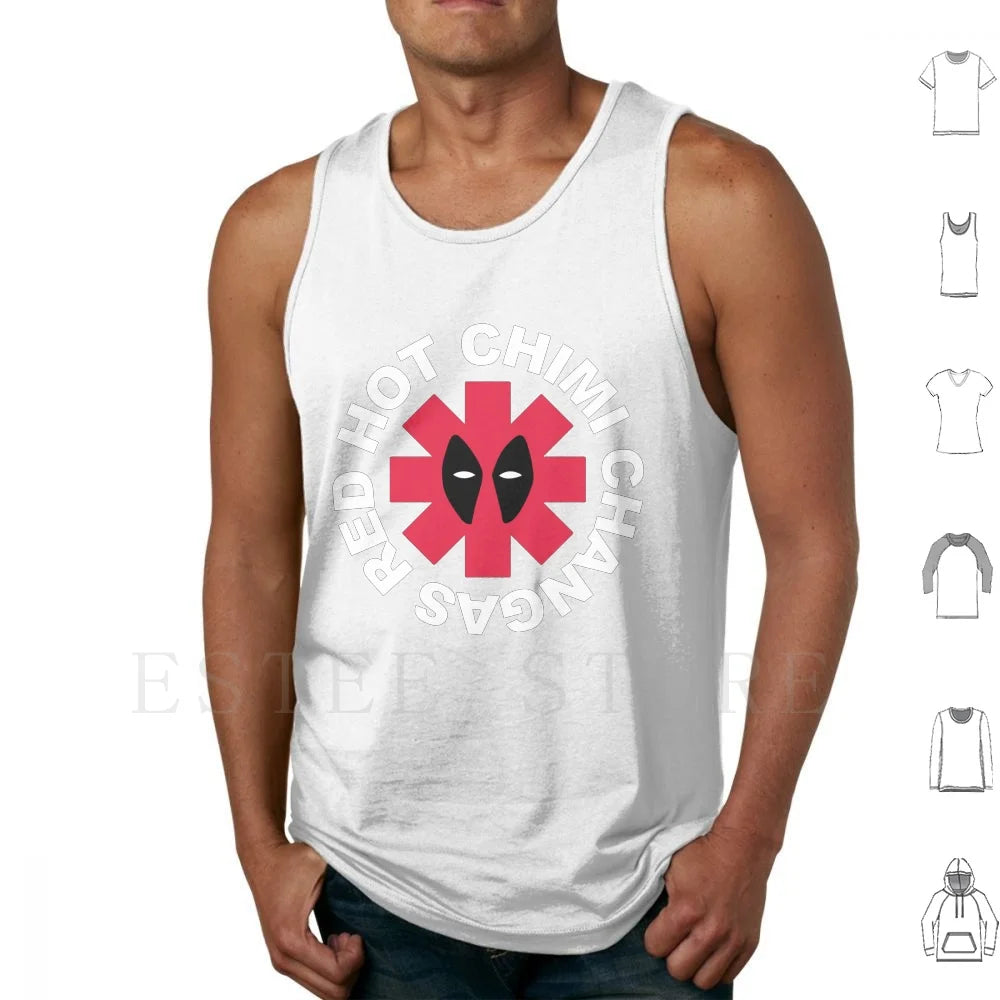 Deadpool Red Hot Chimi Changas Parody Tank Top - Gray