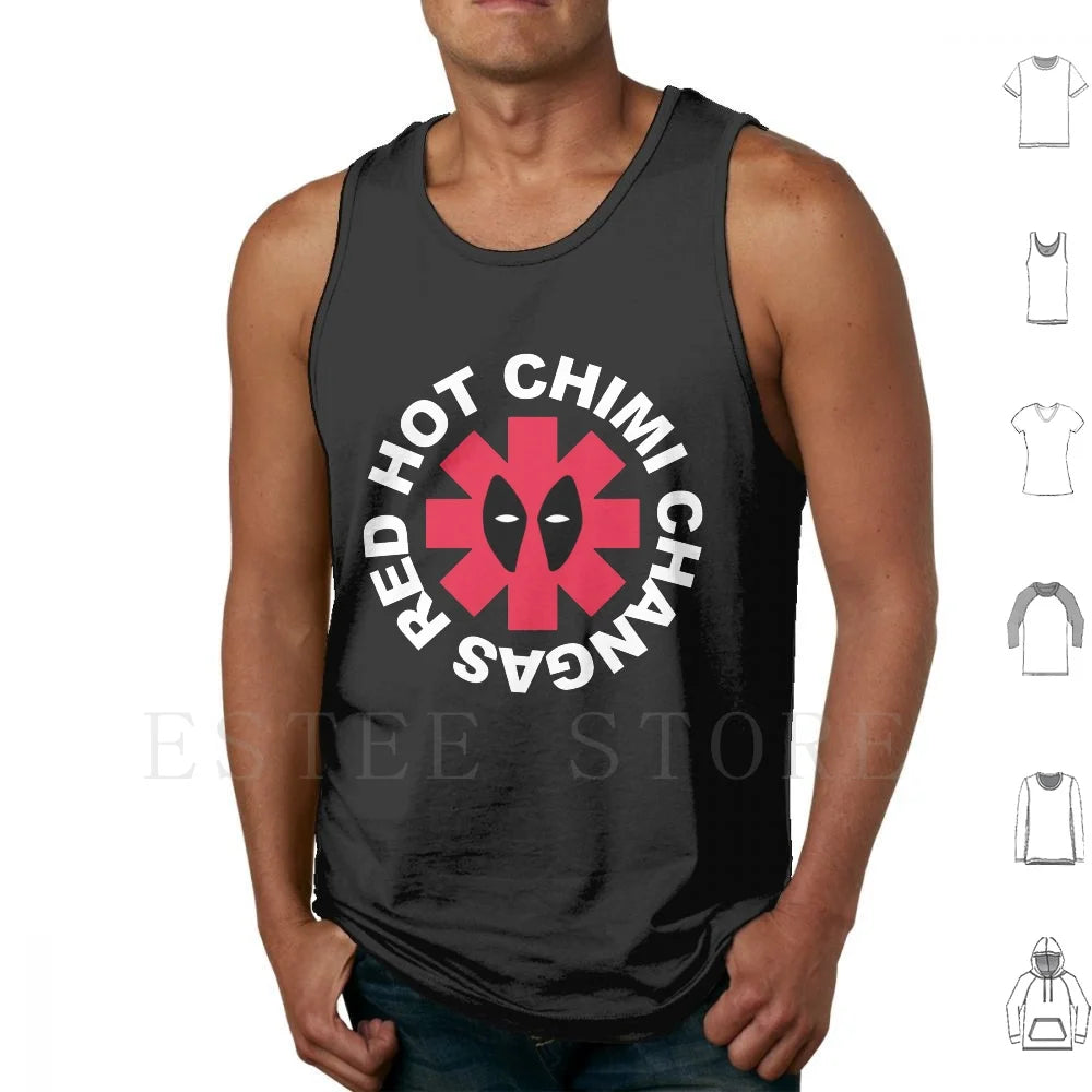 Deadpool Red Hot Chimi Changas Parody Tank Top - Gray