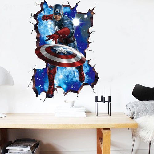 Avengers Captain America-vægklistermærke - 3D-dekoration til børneværelset