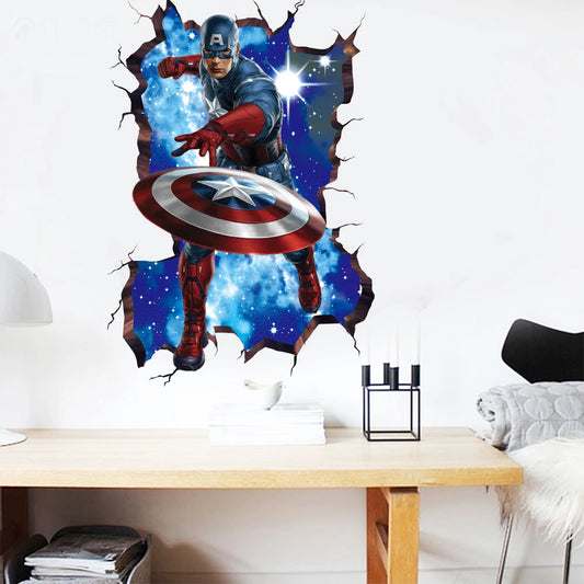 Autocolant mural Avengers Captain America – Decorațiune 3D pentru camera copiilor
