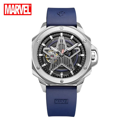 Avengers Captain America-skelettklocka – silverfärgat boett, blått armband