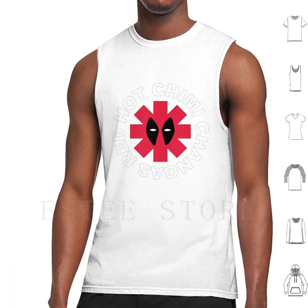 Deadpool Red Hot Chimi Changas Parody Tank Top - Gray