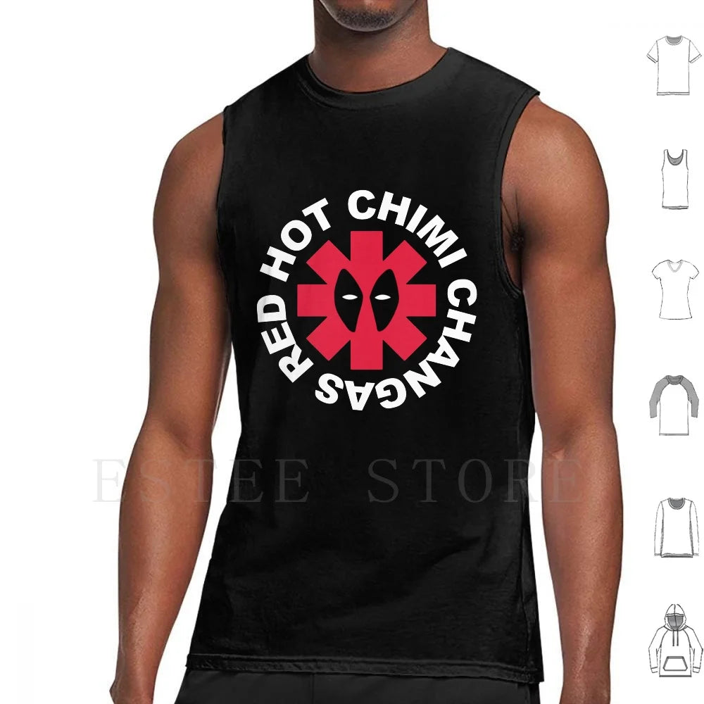 Deadpool Red Hot Chimi Changas Parody Tank Top - Gray
