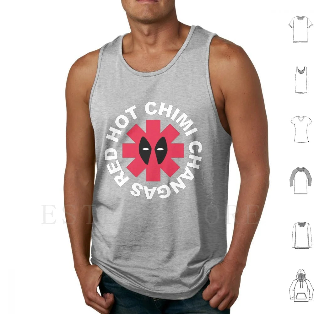 Deadpool Red Hot Chimi Changas Parody Tank Top - Gray