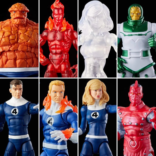 Marvel Legends Fantastic Four Retro Wave-figur – The Thing, Human Torch, Invisible Woman, Mr. Fantastic og Psycho-Man, 6 tommer