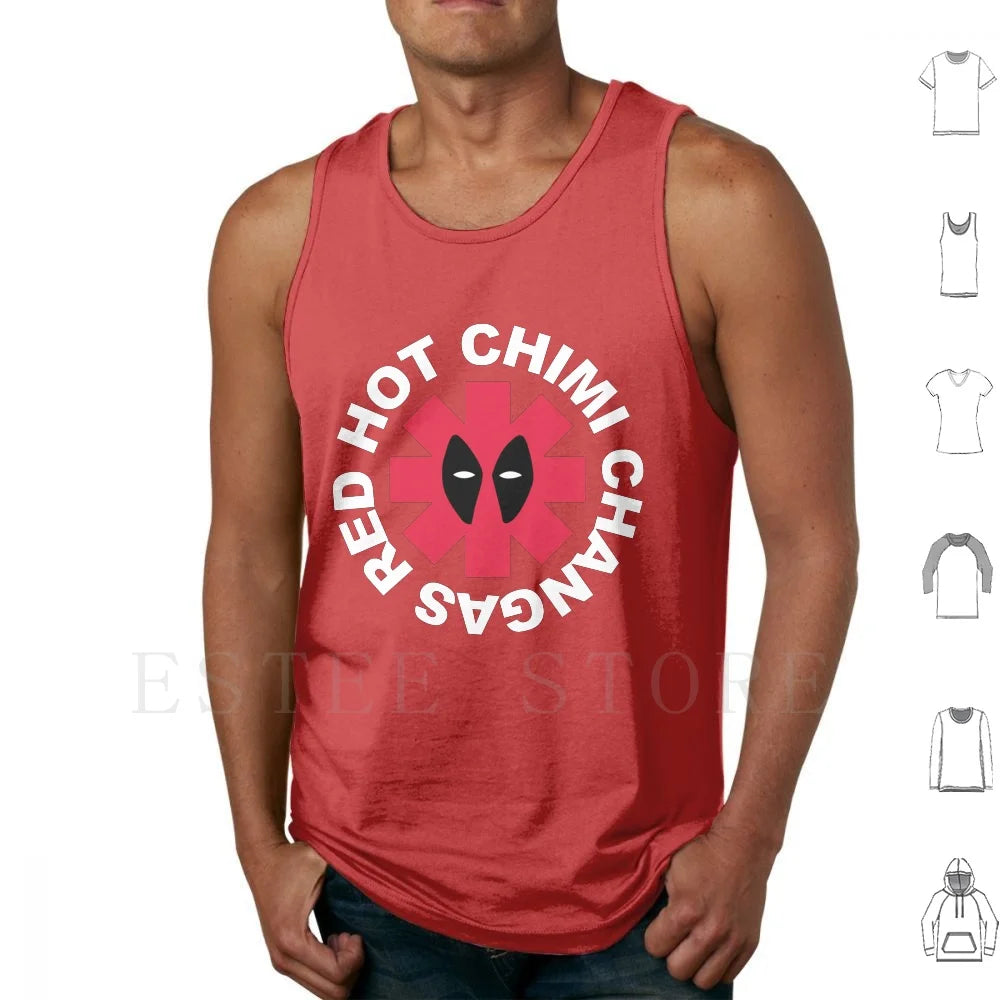 Deadpool Red Hot Chimi Changas Parody Tank Top - Gray