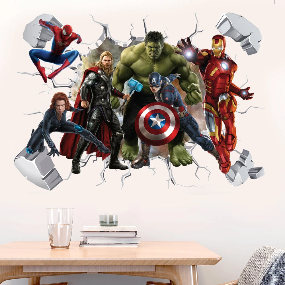Avengers Captain America-vægklistermærke - 3D-dekoration til børneværelset