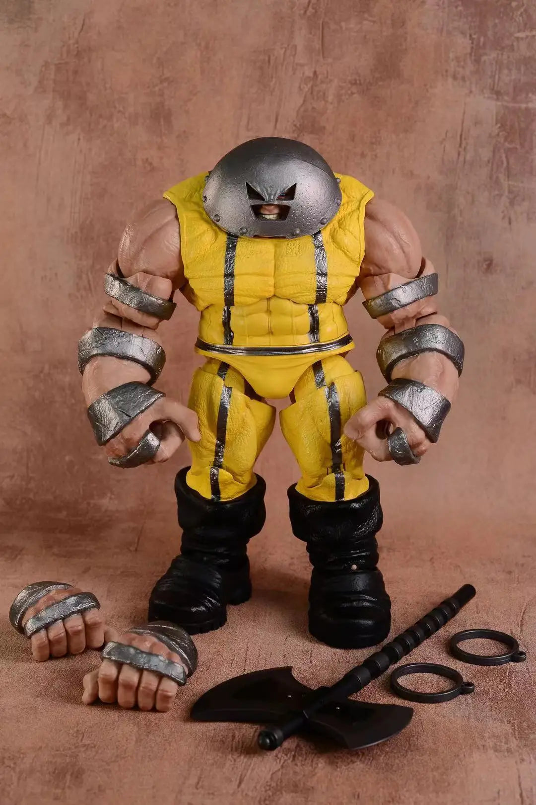 Figura Wolverine Prison Weapon X - Fato amarelo, machado e algemas, 9 polegadas
