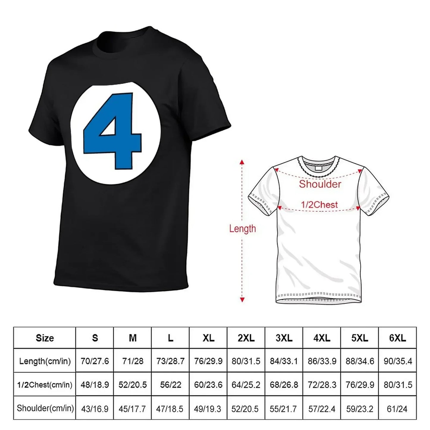 T-shirt The Fantastic 4 – stor rund logotyp i svart, oversize