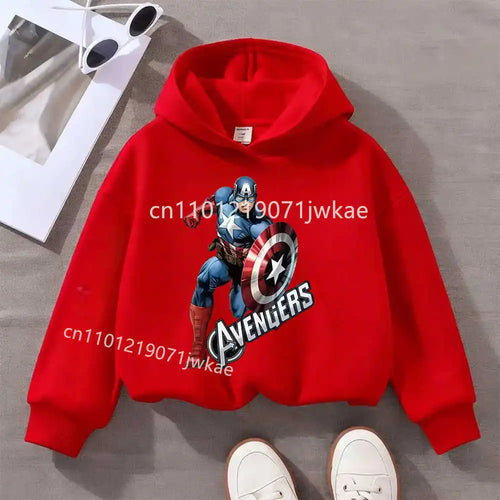 Dětská mikina s kapucí Avengers Captain America Solo – červená