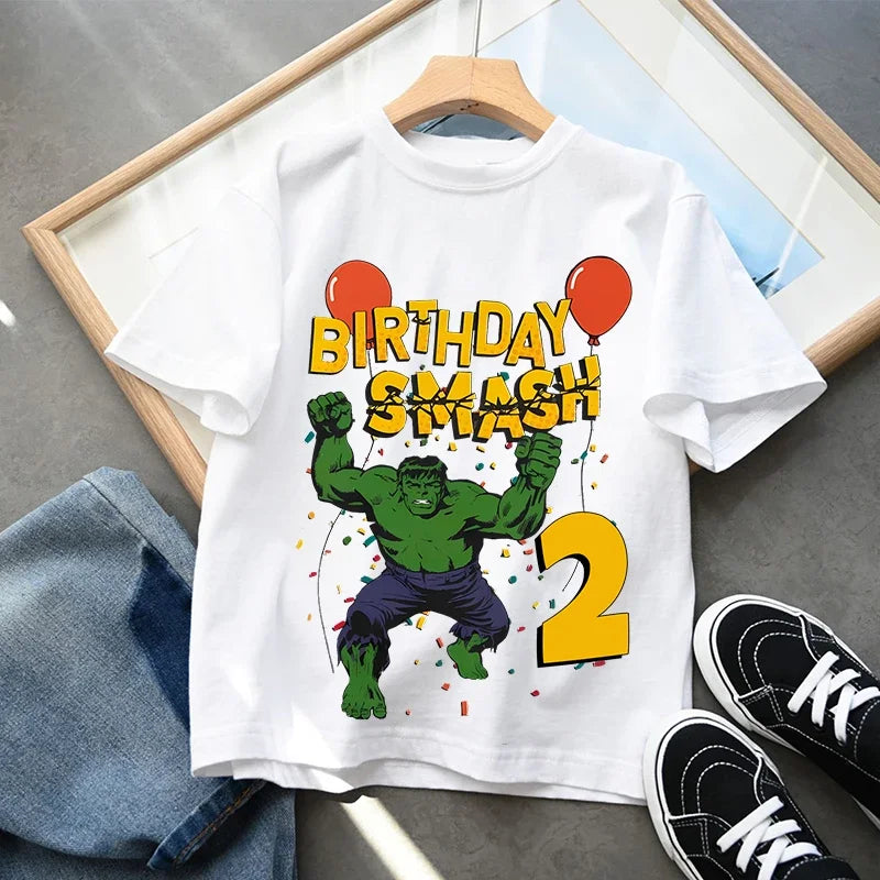 Hulk-födelsedags-T-shirt – Smash med siffra för barn