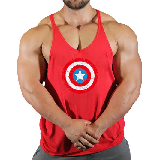 Captain America Men's Fitness Tank Top - Red Shield