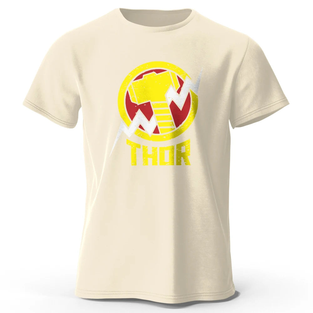Thor-póló – vintage villámos kalapácslogó, fekete