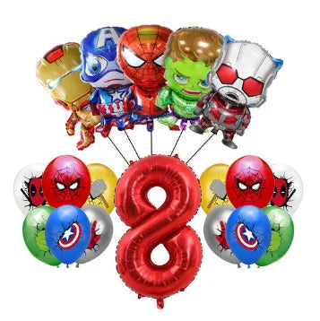 Avengers-fødselsdagsdekoration – ballon med tallet 8