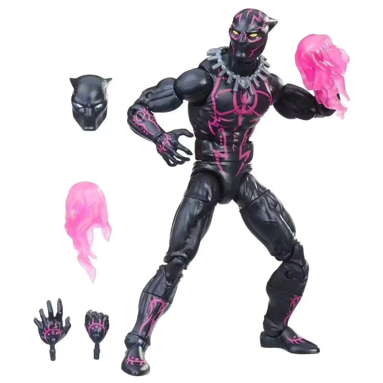 Figura Marvel Legends Pantera Negra - Fato de Vibranium com Efeitos Cor-de-Rosa 15cm