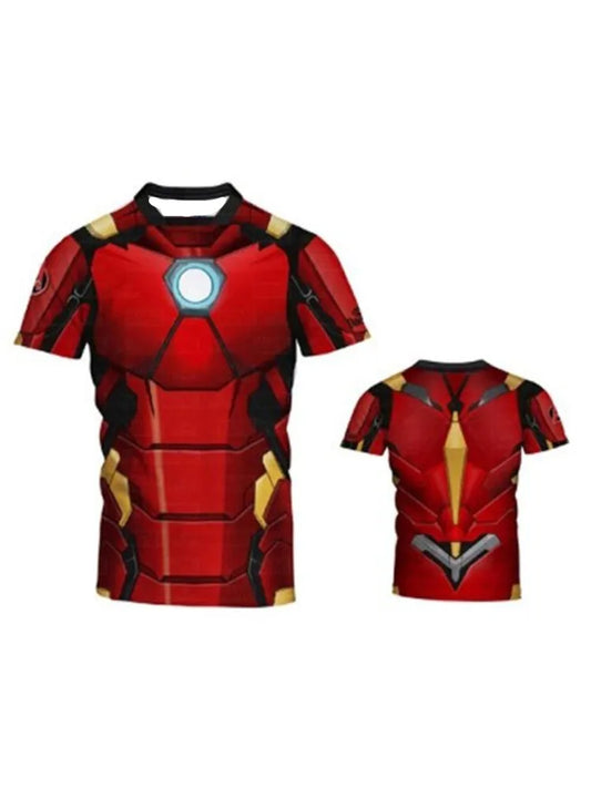 Kompresní tričko Avengers Iron Man – červeno-zlatý reaktor na hrudi