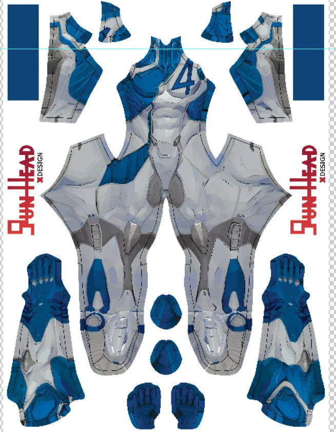 Disfarce Fantastic Four Mister Fantastic - Fato Azul e Cinzento com Efeito de Armadura