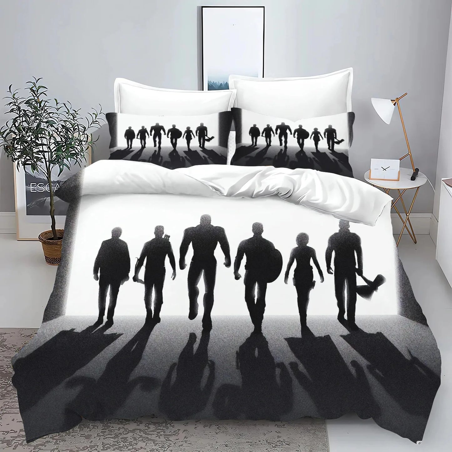 Avengers Duvet Cover - Black and White Silhouettes