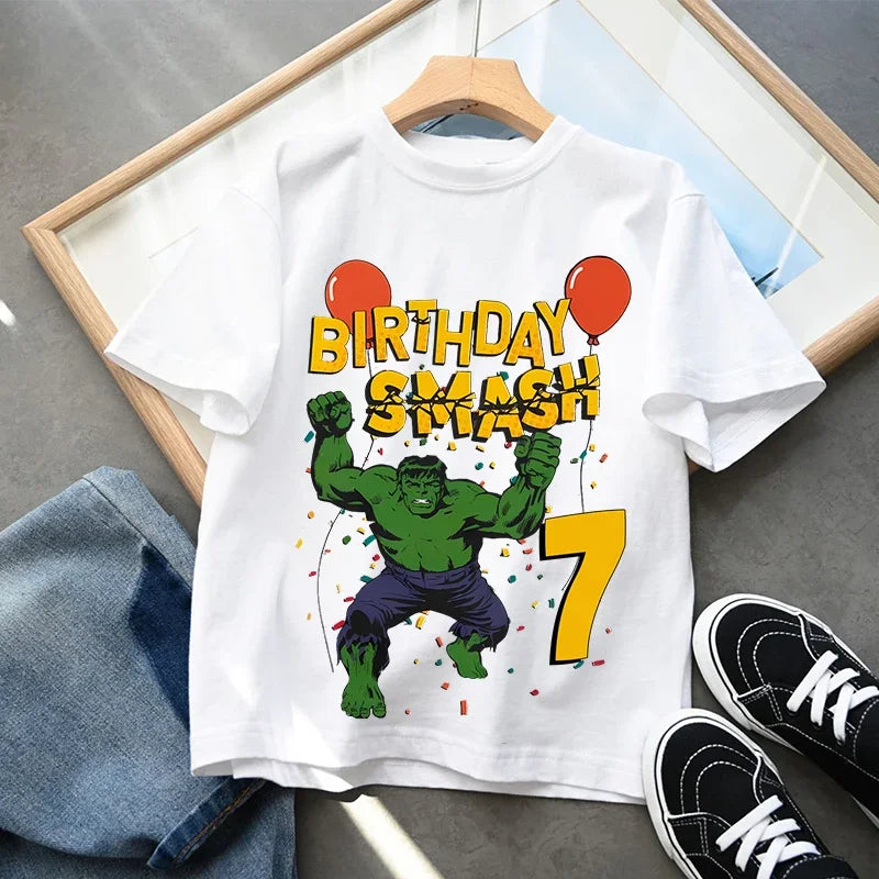 Hulk-födelsedags-T-shirt – Smash med siffra för barn
