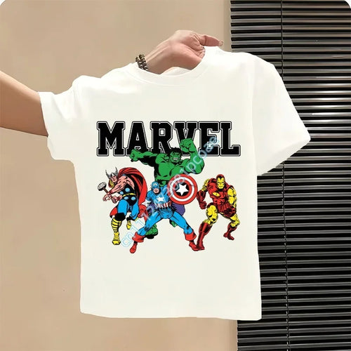 Tricou pentru copii Avengers cu grupul din benzile desenate retro - Alb