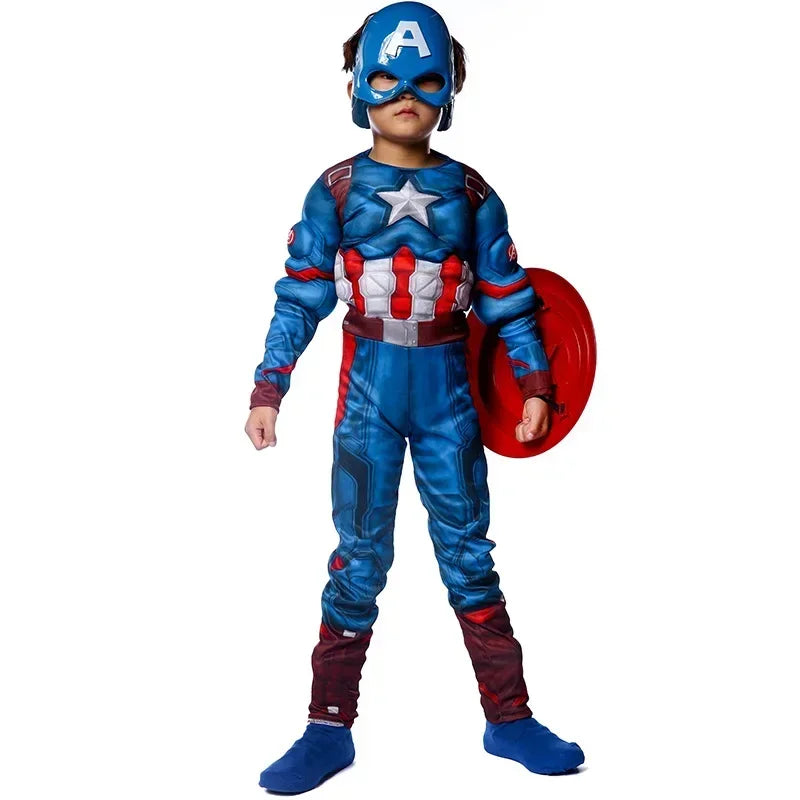 Costum pentru copii Captain America – combinezon musculos cu scut