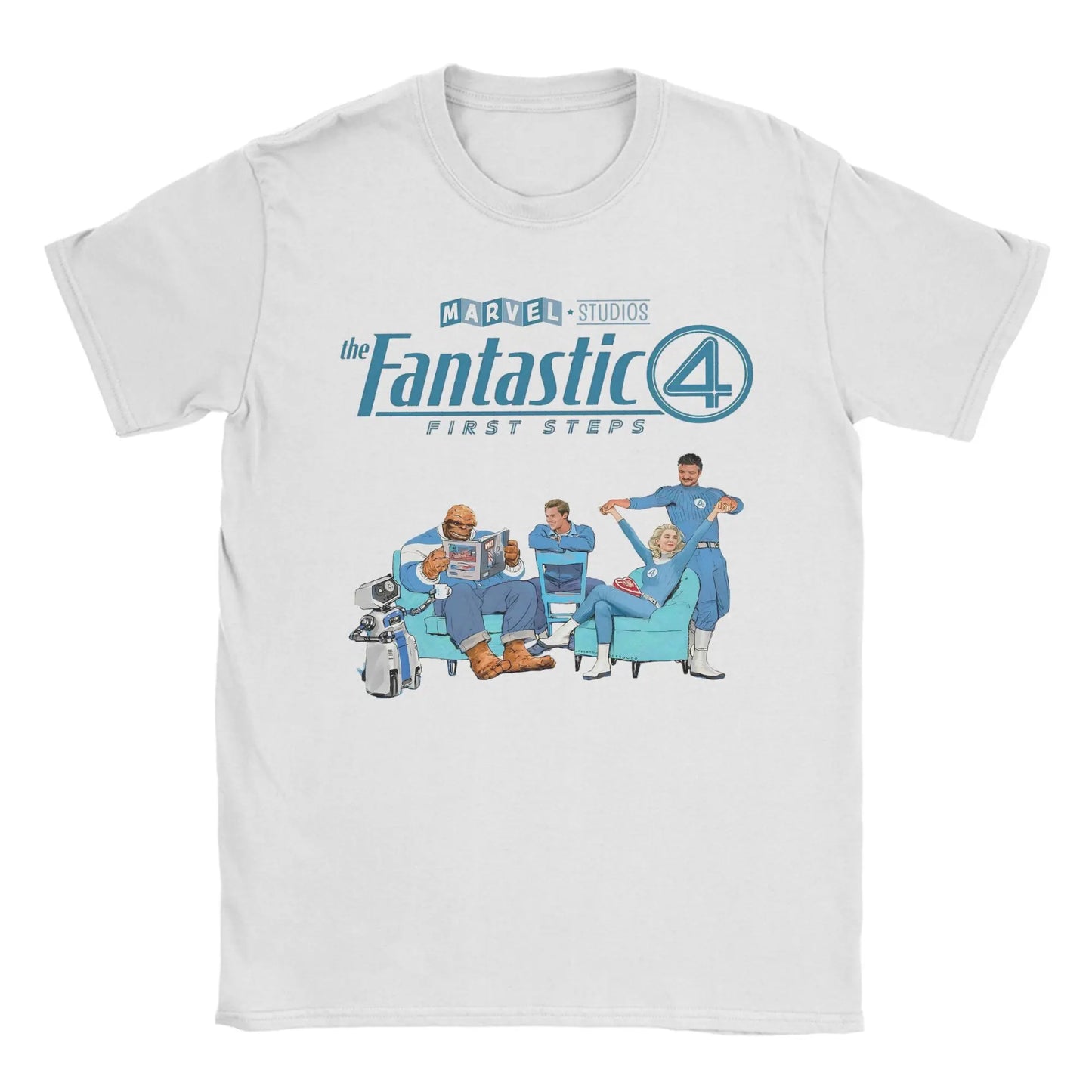 T-shirt The Fantastic 4 First Steps – poster rétro bleu unisexe