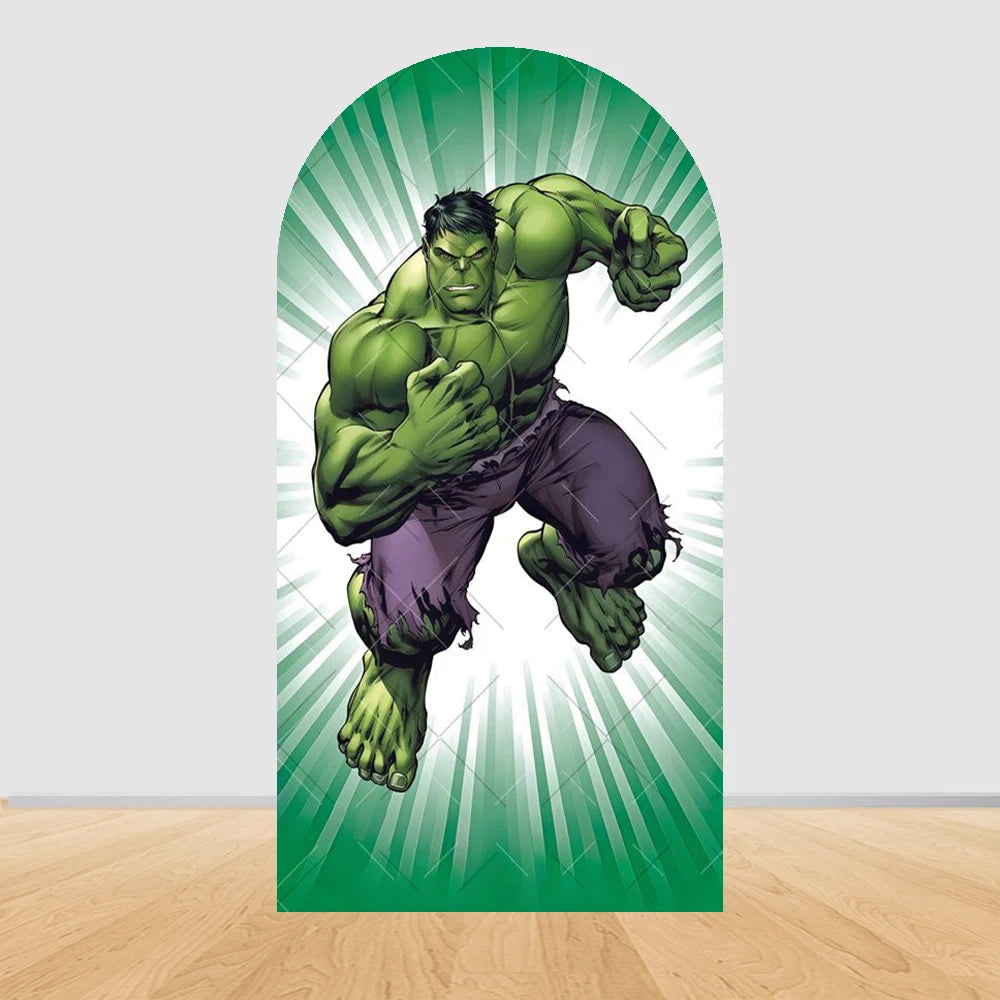 Avengers Hulk-festbakgrund med båge – hopp med vita strålar