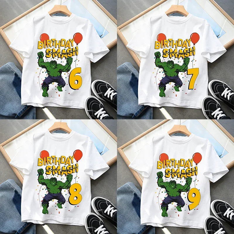 Hulk-födelsedags-T-shirt – Smash med siffra för barn